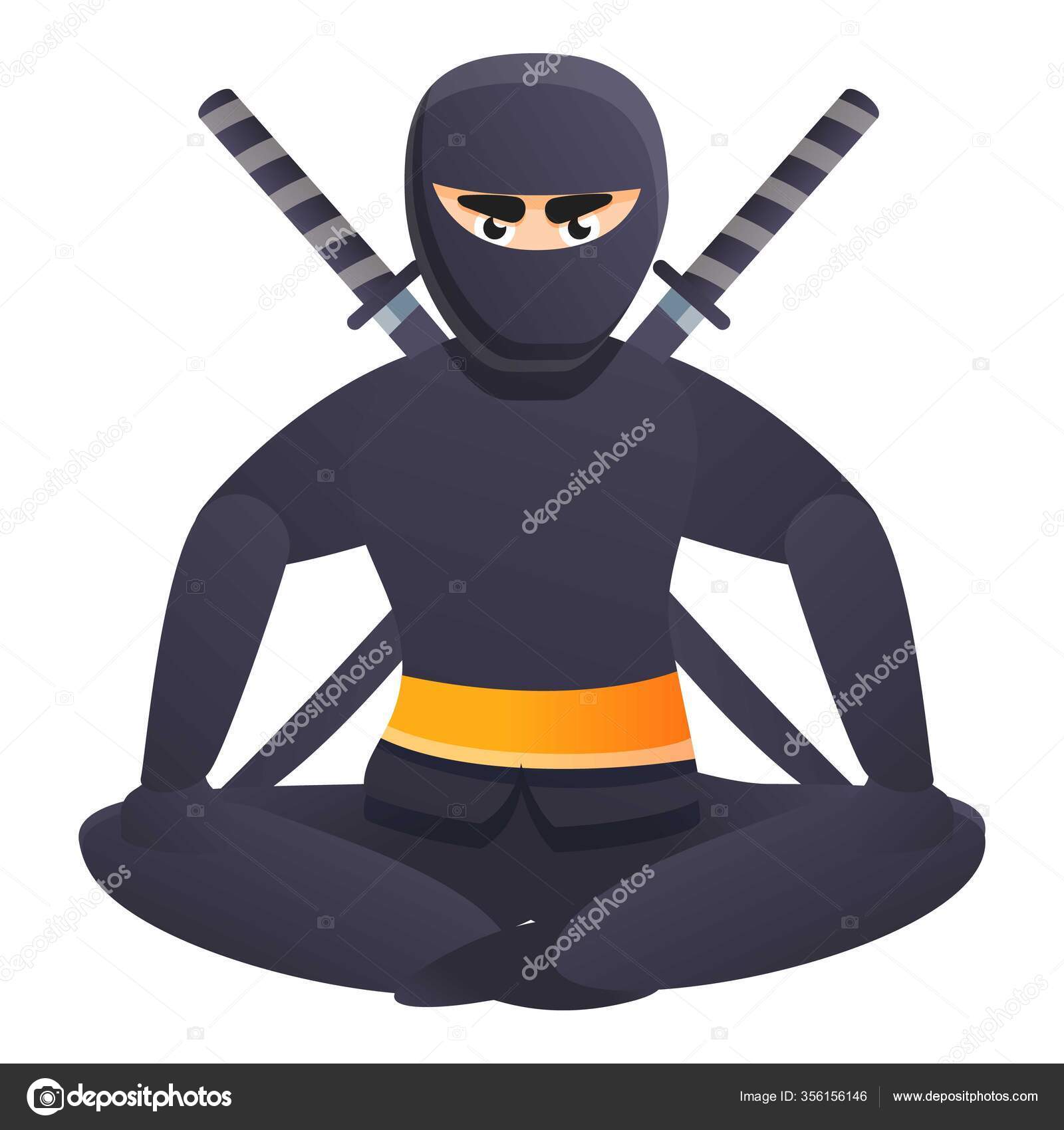Sitting Ninja Icon Cartoon Style Stock Vector Image By C Nsit0108