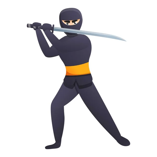 Ninja com ícone de espada, estilo cartoon — Vetor de Stock