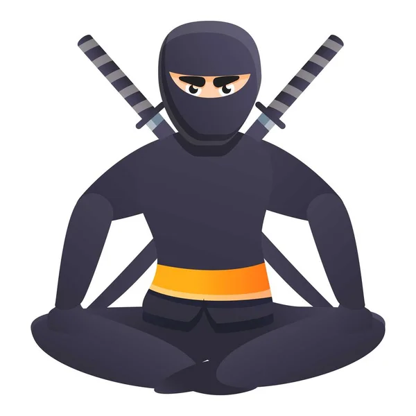 Icona ninja seduta, stile cartone animato — Vettoriale Stock