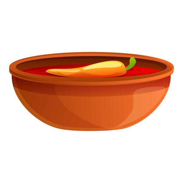Mexican chilli soup icon, cartoon style