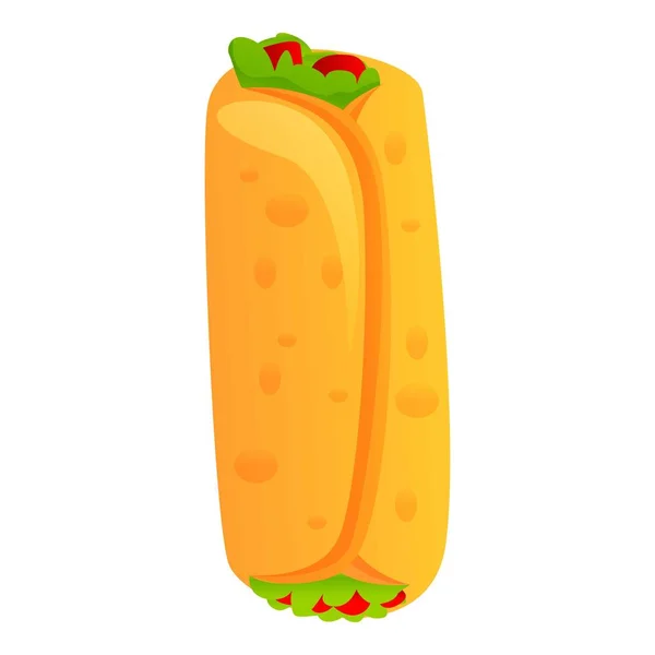 Ikon burrito Meksiko, gaya kartun - Stok Vektor