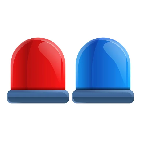 Rojo azul policía flasher icono, estilo de dibujos animados — Vector de stock