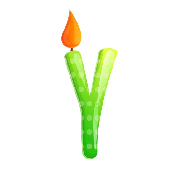 Aniversário ícone da vela de aniversário, estilo dos desenhos animados — Vetor de Stock