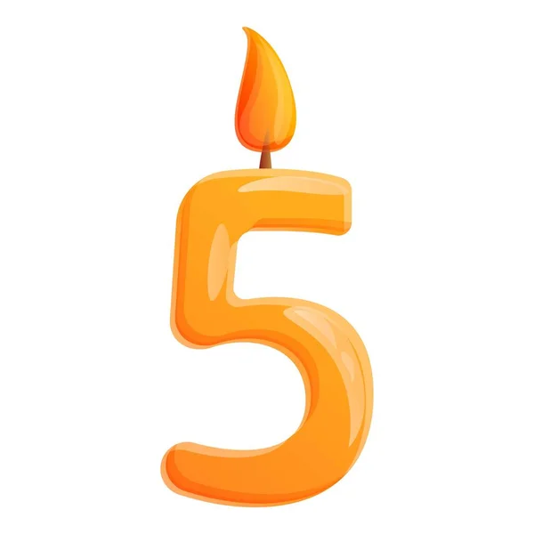 Fem nummer ljus ikon, tecknad stil — Stock vektor