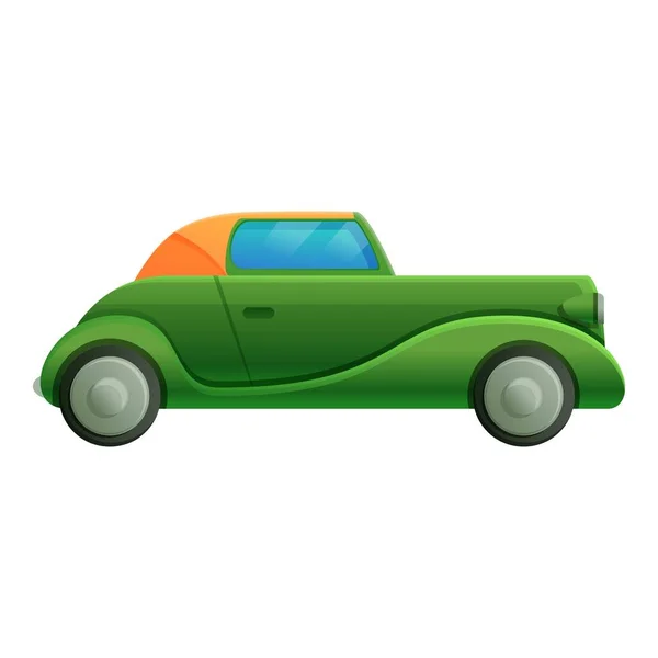 Icône de voiture rétro verte, style dessin animé — Image vectorielle