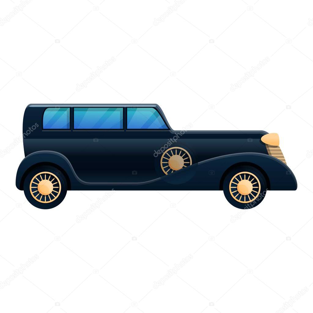 Limousine old car icon, cartoon style
