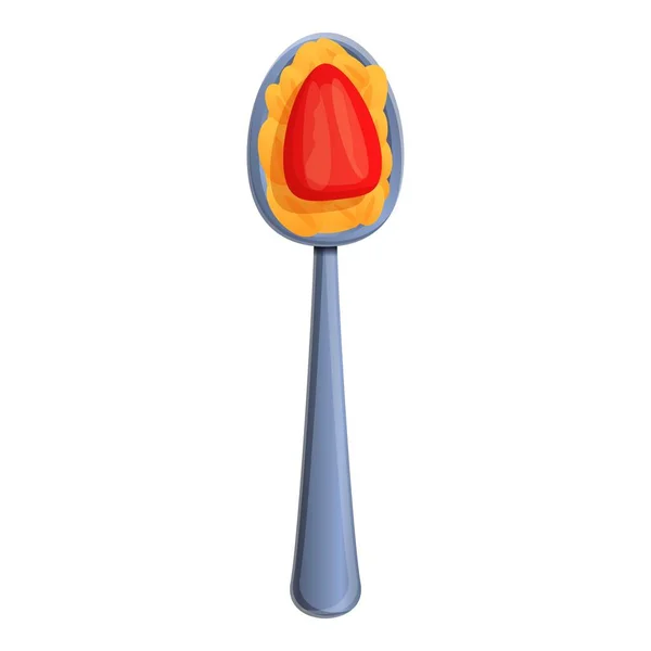 Oatmeal spoon icon, cartoon style — Stock Vector