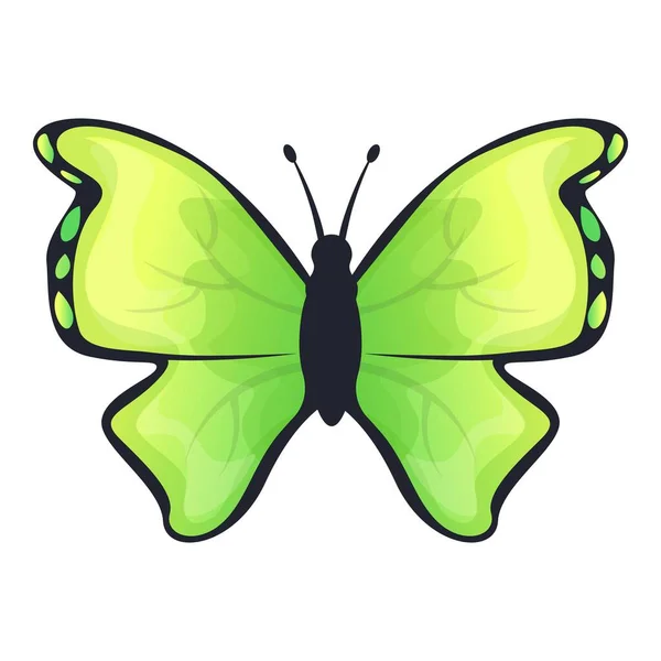 Icône papillon vert lime, style dessin animé — Image vectorielle