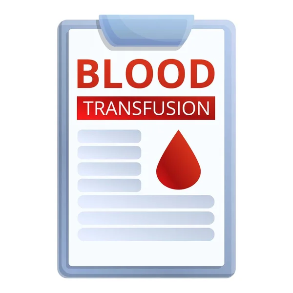 Ikon papan klip transfusi darah, gaya kartun - Stok Vektor