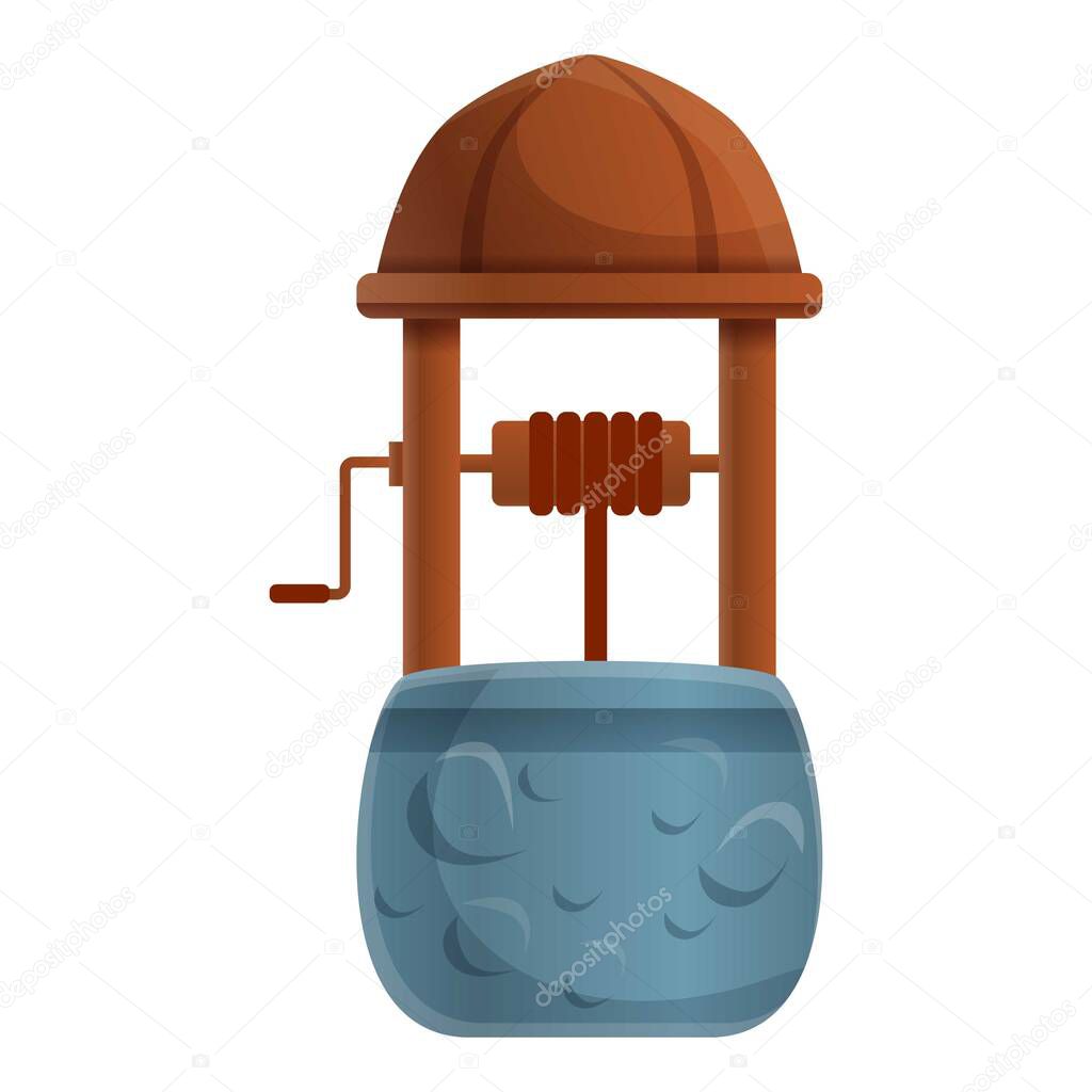 Water well icon, cartoon style