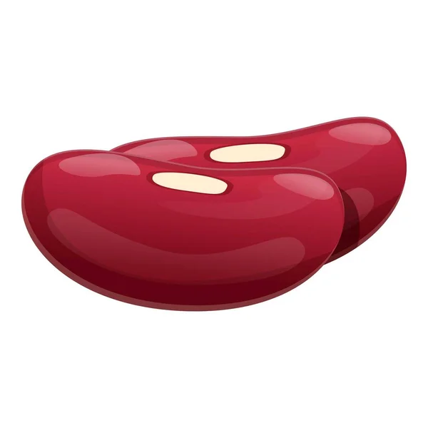 Ikon kacang ginjal merah, gaya kartun - Stok Vektor