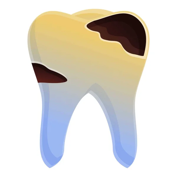 치아 부식 아이콘, 만화 스타일 — 스톡 벡터