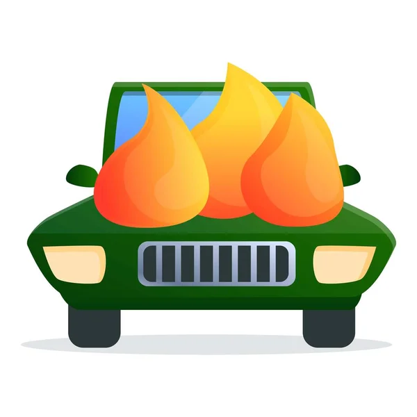 Auto na oheň nehoda ikona, kreslený styl — Stockový vektor
