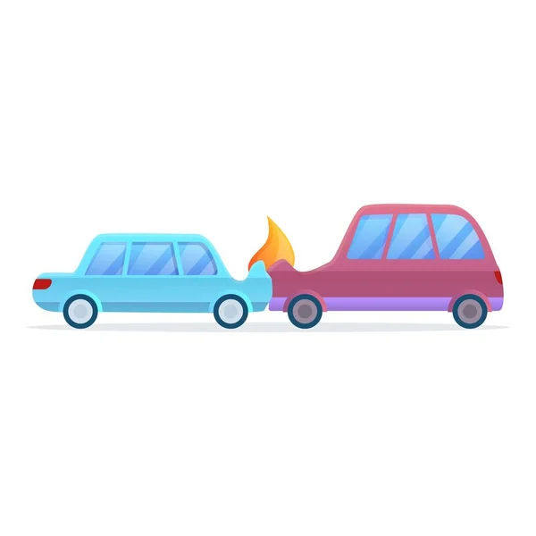 Icono de accidente de coche delantero, estilo de dibujos animados — Vector de stock