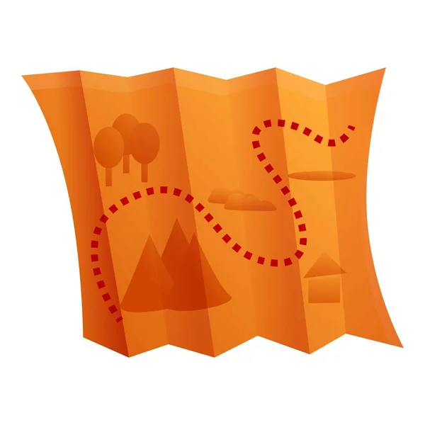Icono de mapa de camping, estilo de dibujos animados — Vector de stock