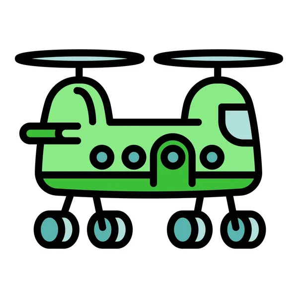 Transport helicopter icon, outline style — Stock Vector