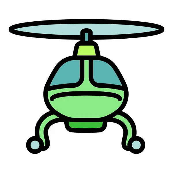 Flying helicopter icon, outline style — Stock Vector