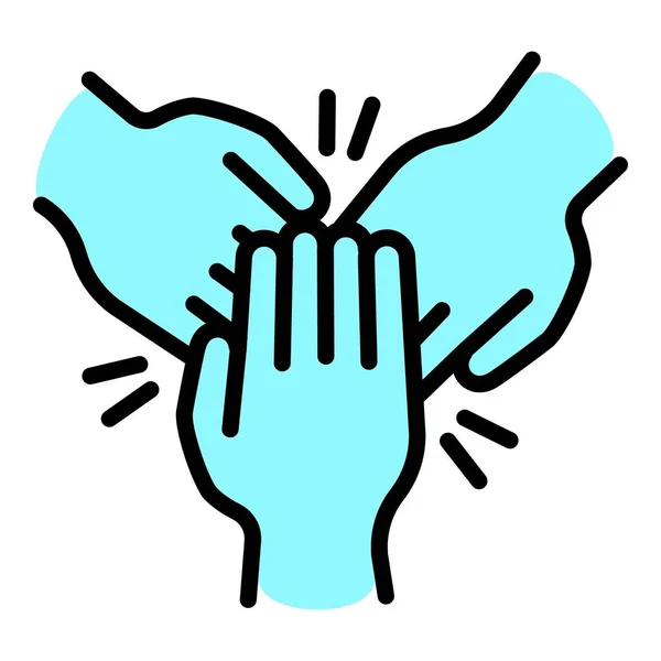 Cohesion teamwork hands icon, outline style — 스톡 벡터