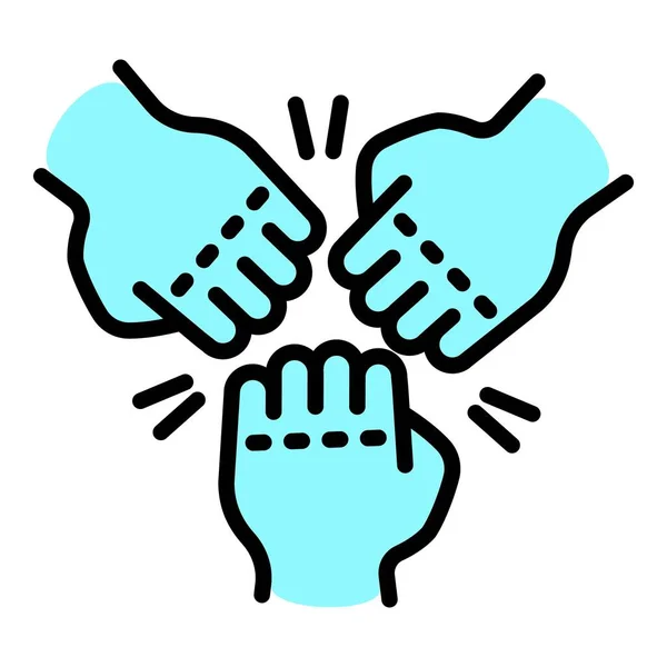 Fist teamwork icon, outline style — 스톡 벡터