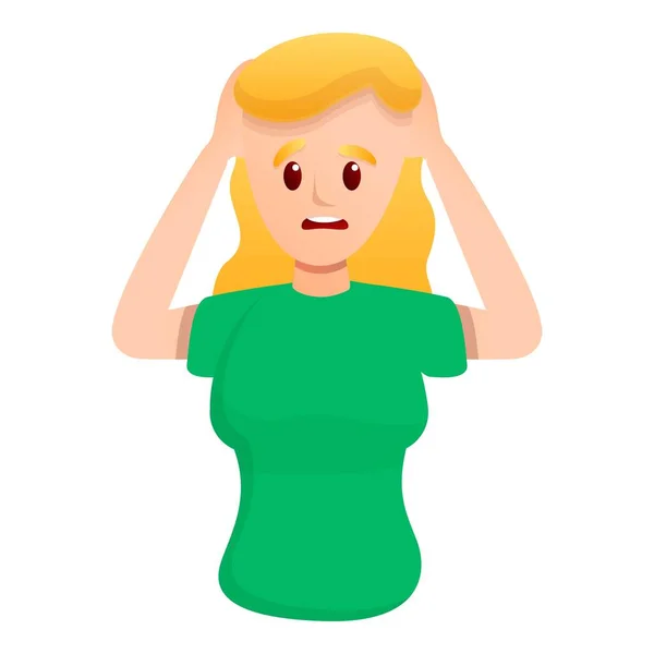 Unhappy woman icon, cartoon style — Stock Vector
