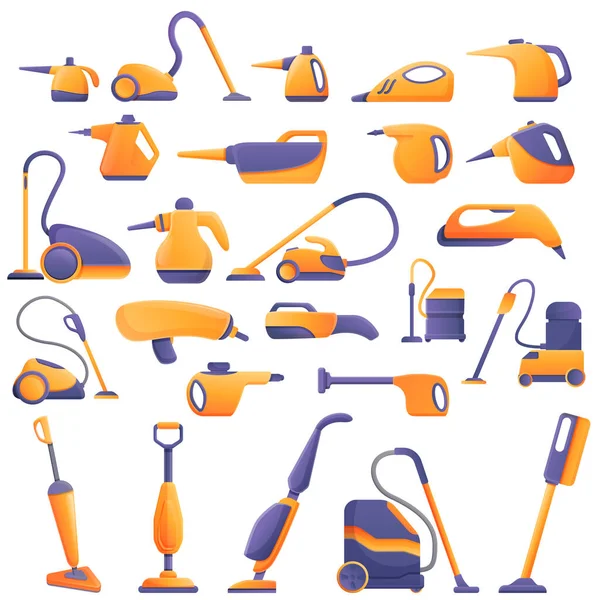 Stoomreiniger pictogrammen set, cartoon stijl — Stockvector