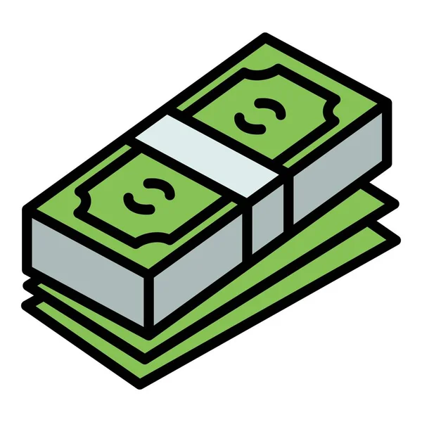 Dinero icono del paquete de efectivo, estilo de esquema — Vector de stock