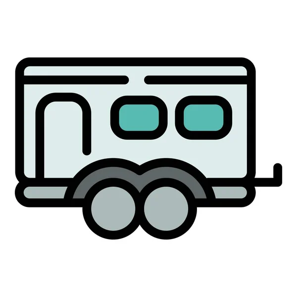 Rv släpvagn ikon, kontur stil — Stock vektor