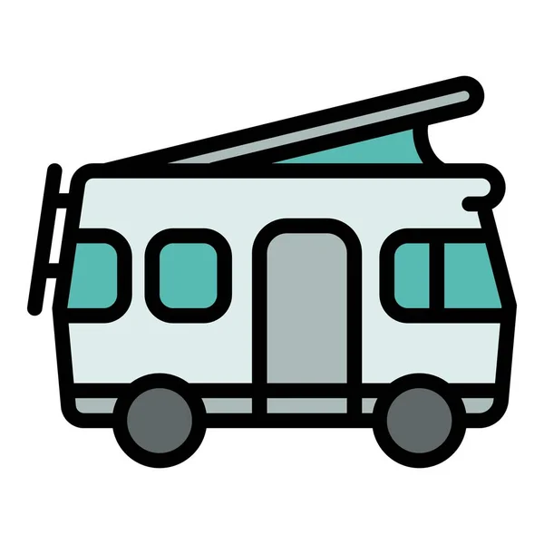 Icono de autocaravana moderna, estilo de esquema — Vector de stock