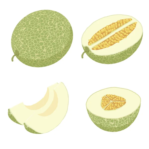 Set de iconos de melón, estilo isométrico — Archivo Imágenes Vectoriales