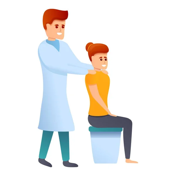 Icône de massage chiropraticien, style dessin animé — Image vectorielle