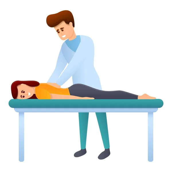 Chiropractor massage behandeling icoon, spotprent stijl — Stockvector