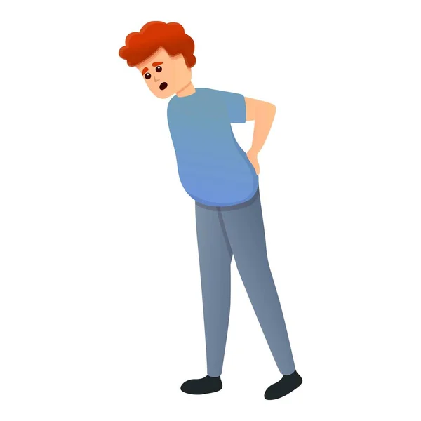 Icône de douleur de garçon de dos, style de dessin animé — Image vectorielle