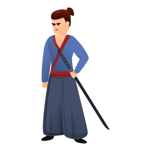 Ícone samurai moderno, estilo cartoon — Vetor de Stock