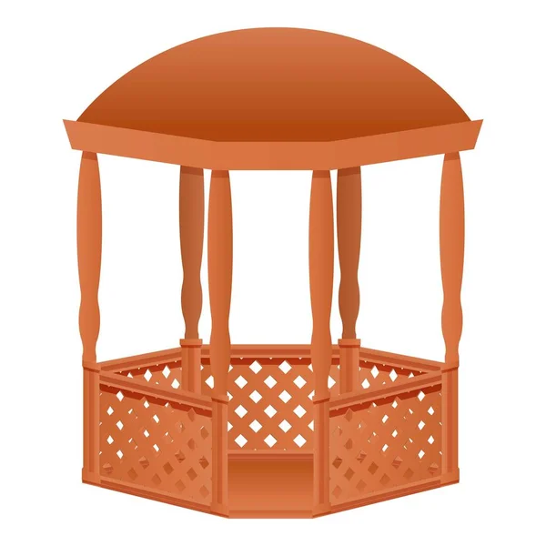 Gazebo extérieur en bois icône, style dessin animé — Image vectorielle