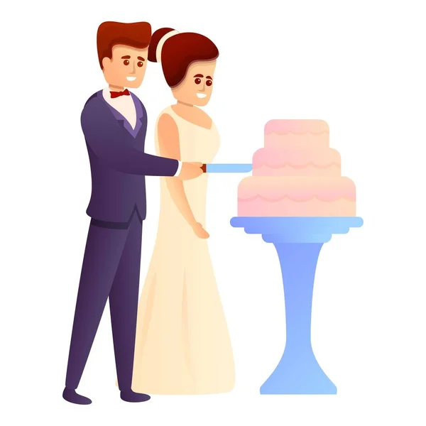 Icono de pastel de boda, estilo de dibujos animados — Archivo Imágenes Vectoriales