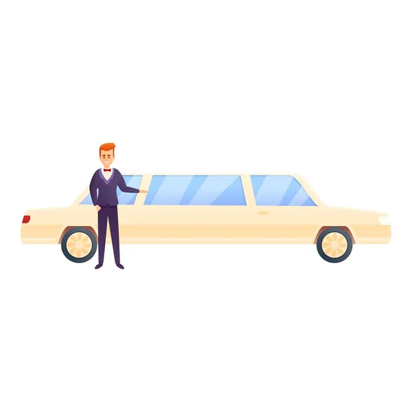 Brudgum limousine ikon, tecknad stil — Stock vektor