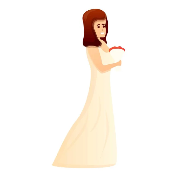 Icono de novia feliz, estilo de dibujos animados — Archivo Imágenes Vectoriales