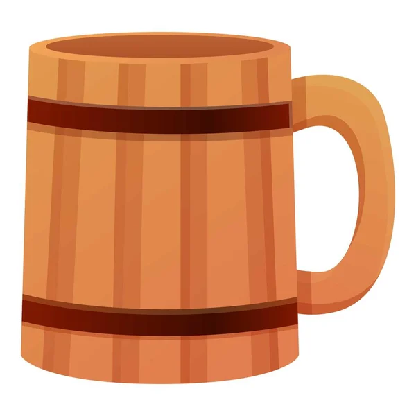 Sauna wood mug icon, cartoon style — Stock Vector