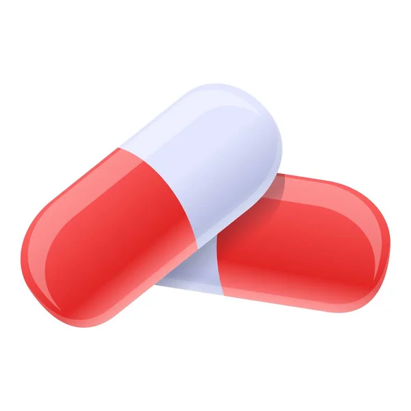 Rode witte capsule icoon, cartoon stijl — Stockvector