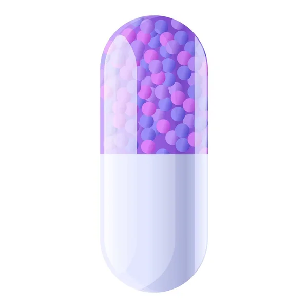 Antibiotikakapsel-Ikone im Cartoon-Stil — Stockvektor