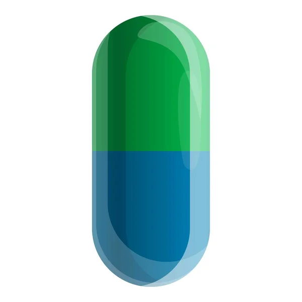 Icône capsule bleue verte, style dessin animé — Image vectorielle
