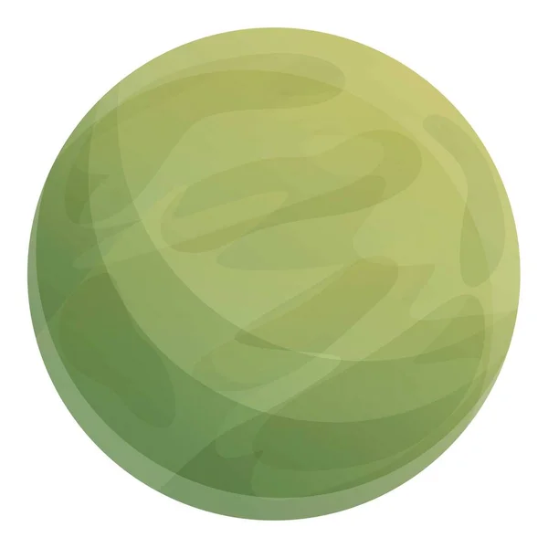 Zielona planeta ikona, styl kreskówki — Wektor stockowy
