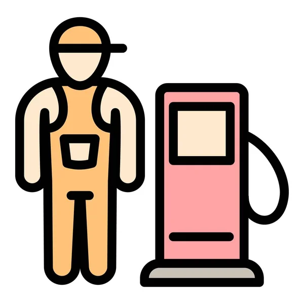 Benzinestation werknemer pictogram, omtrek stijl — Stockvector