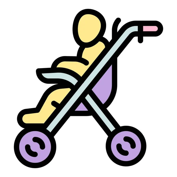 Ícone de carrinho de bebê, estilo esboço — Vetor de Stock