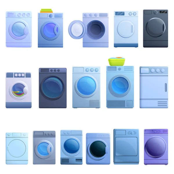 Conjunto de iconos de secadora de ropa, estilo dibujos animados — Vector de stock