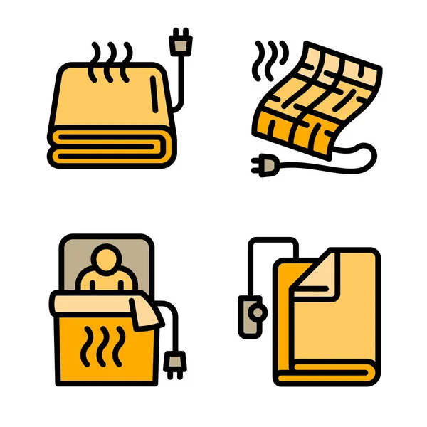 Conjunto de iconos de manta eléctrica, estilo de contorno — Vector de stock