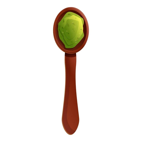 Ikona zielonej łyżeczki do herbaty w stylu kreskówki — Wektor stockowy