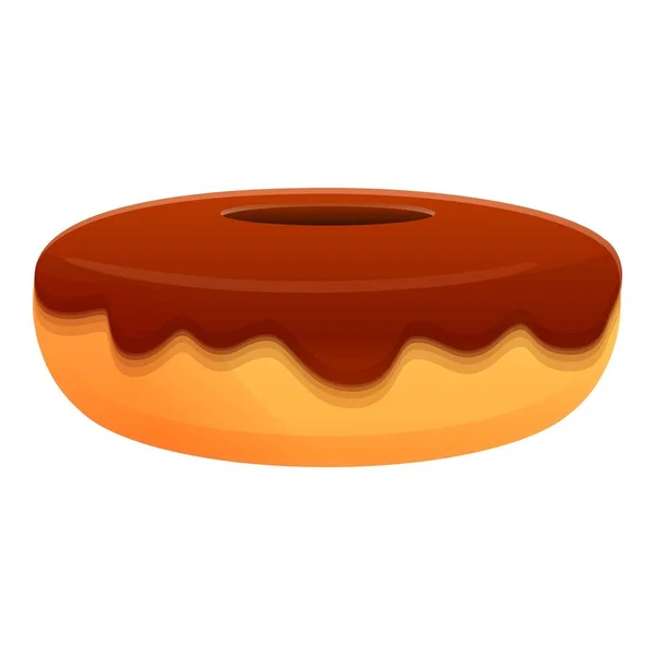 Ícone de donut de chocolate, estilo dos desenhos animados — Vetor de Stock
