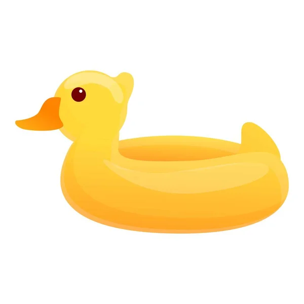 黄鸭充气环图标,卡通风格 — 图库矢量图片