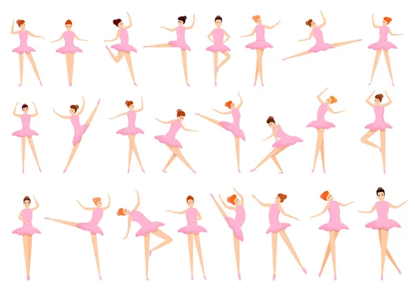 Balett ikoner set, tecknad stil — Stock vektor